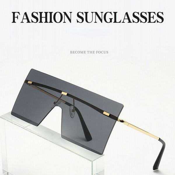 

new frameless rays sun glasses women sunglasses square big frame fashion ocean sunglasses uv400 shades for women1, White;black