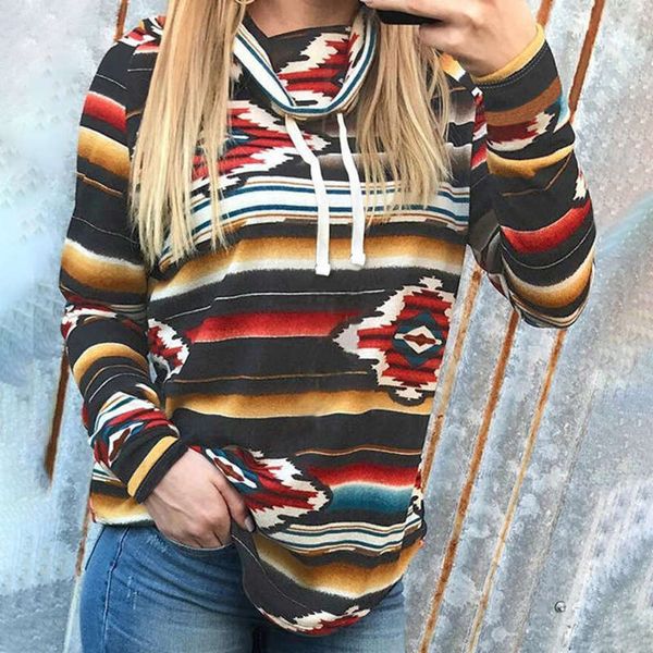 

bohemian high neck long sleeve large autumn / winter fashion versatile t-shirt 2531175, Black;gray