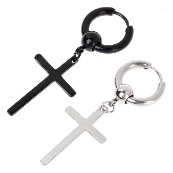 

1pc chic earrings korea kpop jewelry cross pendant dangle charm gifts party fashion dna women men accessories1, Silver