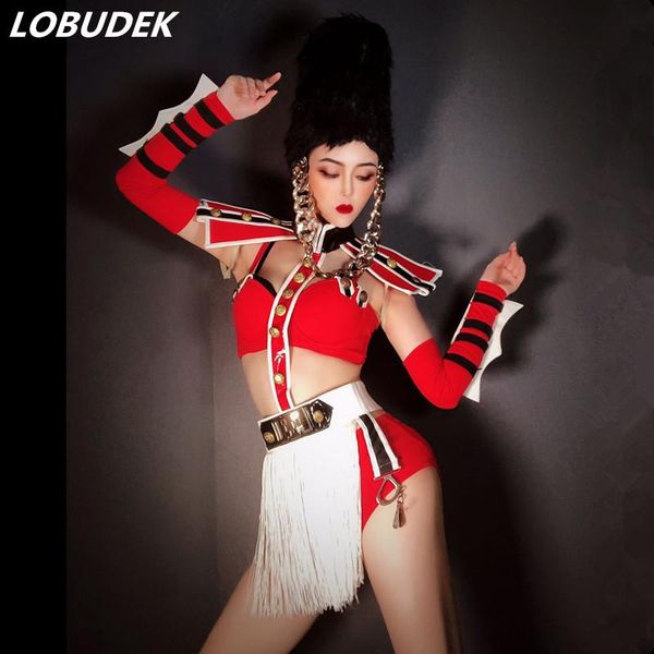 

women army uniform role-playing outfit festival party cosplay costume club night bar show performance clothes dance team costume, Black;red