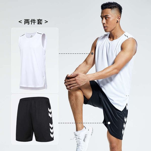 

sports suit men's summer night gym shorts quick drying vest basketball training clothes clothing running equipment, Gray