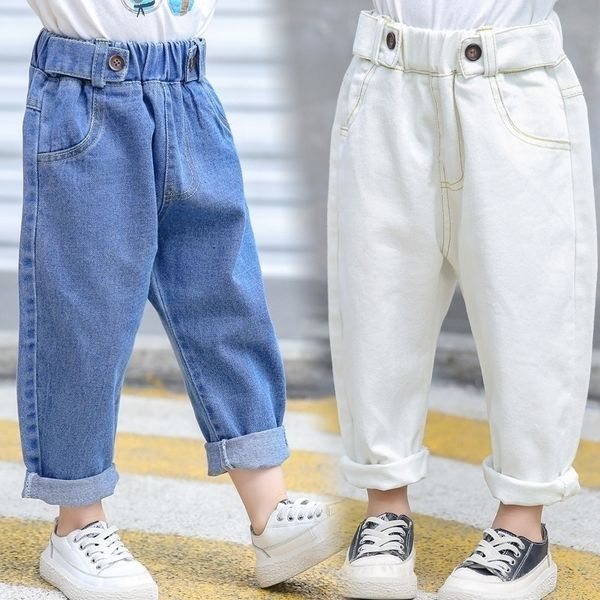 

jeans child infant blue jeans pants for boys 7 year kids jeans for girls loose elastic waist white denim pants legs fashion boys y200409