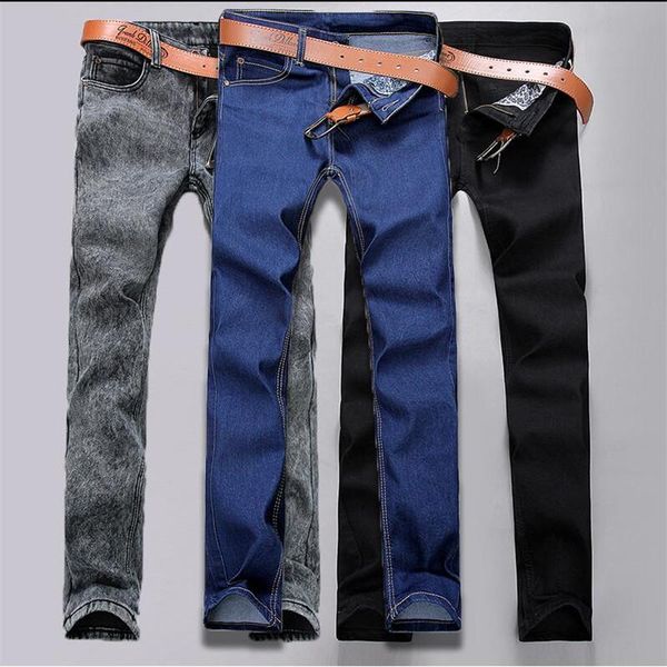 

male fashion designer brand elastic straight jeans 2021 new men mid pants slim skinny men jeans stretch for man k01, Blue