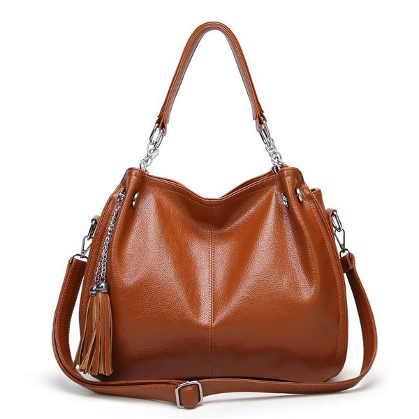 

new fashion bag women soft leather handbag tassel shoulder bag large casual creative bags tote