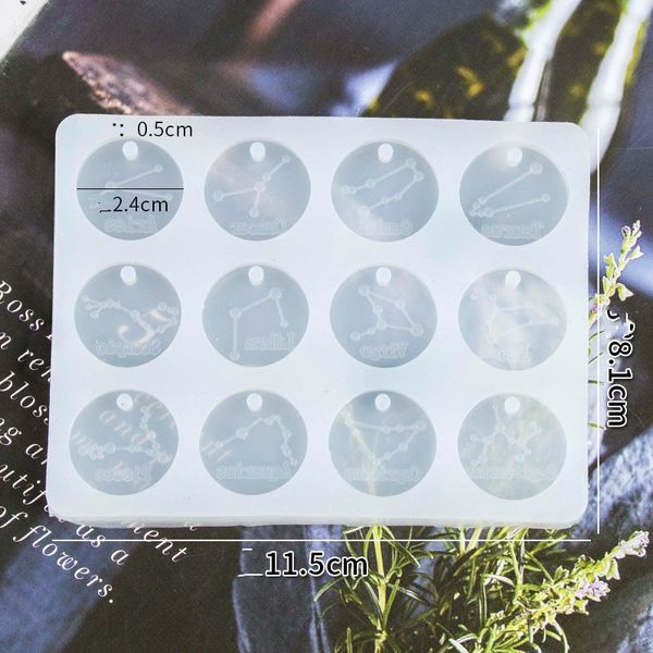

silicone mould pendant making jewelry craft pattern die diy twelve constellations tool key buckle little round card molds 7 5jj k2