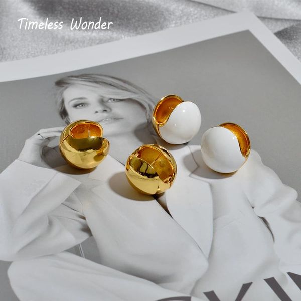 

hoop & huggie timeless wonder brass enamel open ball earrings women jewelry goth boho r ins fancy trendy hiphop statement 7666, Golden;silver