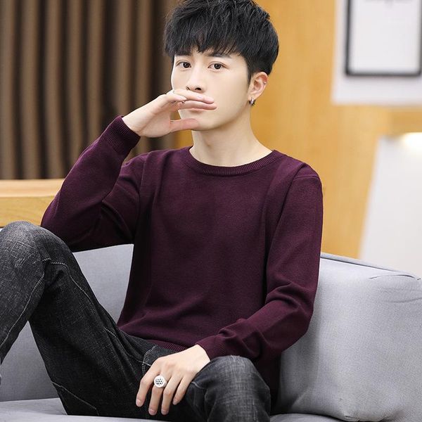 

2020 new men's long sleeve sweater sets youth pure color joker a turtleneck sweater1, White;black