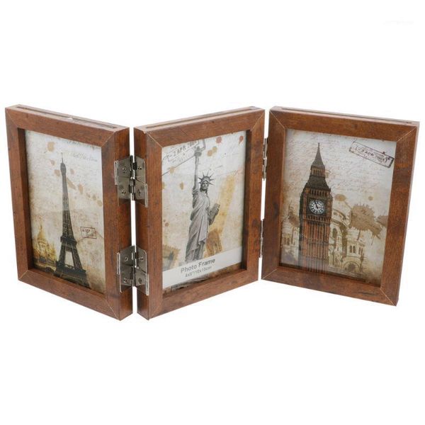 

frames 1pc tri-fold po frame wooden picture deskdecor for home office1