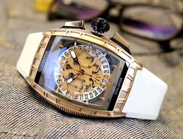 

fashion simple sports mechanical watch multi function automatic business hollow calendar men's watch calendar mechanical watch, Slivery;brown
