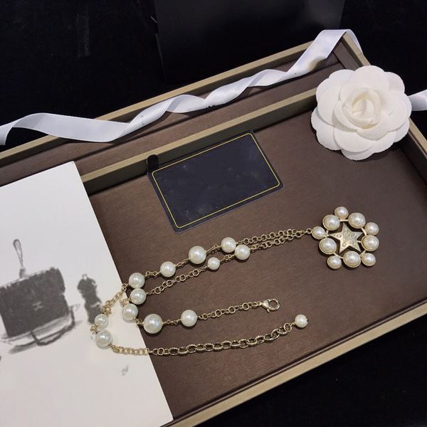 

fashion party jewelry camellia star pearls necklace party flower necklace vintage chain jewelry neckalce, Silver