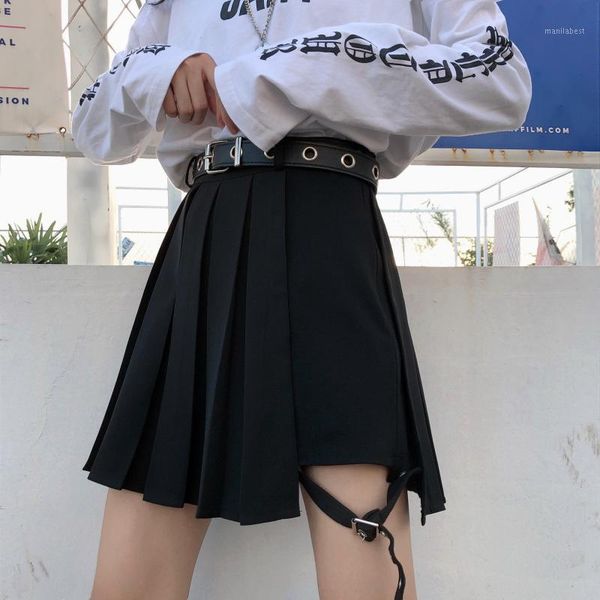 

wind harajuku retro irregular korean version of the tooling hakama small fashion wild casual skirt street1, Black