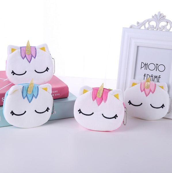 

2021 coin purse doll backpack mini plush doll bags cute cash pouch small wallets zipper unicorn key chain dollar gifts for girls wholesale, Red;black