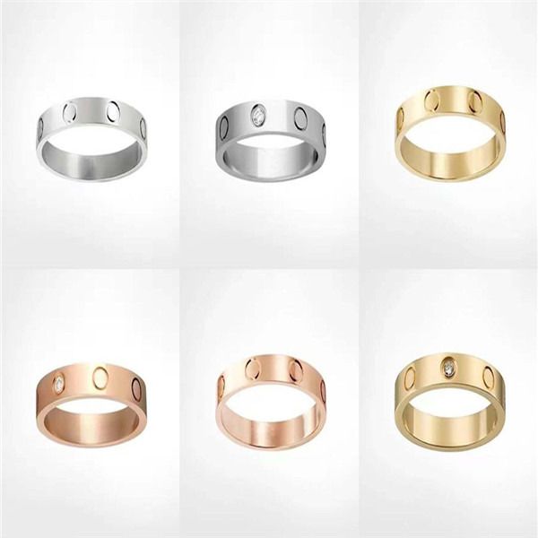 

titanium steel silver gold rose zircon male and female love ring jewelry a wedding gift for newlyweds