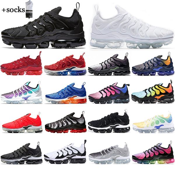 

new tn running shoes for men women triple black white violet game royal bumblebee breathable classic sports sneakers mens trainer eur 36-45, White;red