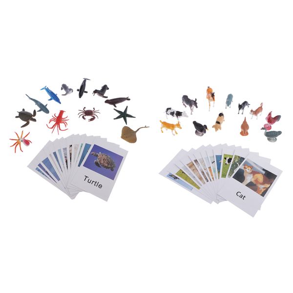 

education toy animals marine organism model naming cards for montessori