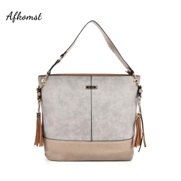 

afkomst shoulder bag for women casual tassel stylish splicing color large capacity soft leather handbag sy2126