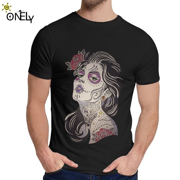 

custom day of dead girl sugar skull halloween horrible homme t shirt for man slim camiseta fashion crewneck sport hooded sweatshirt hoodie