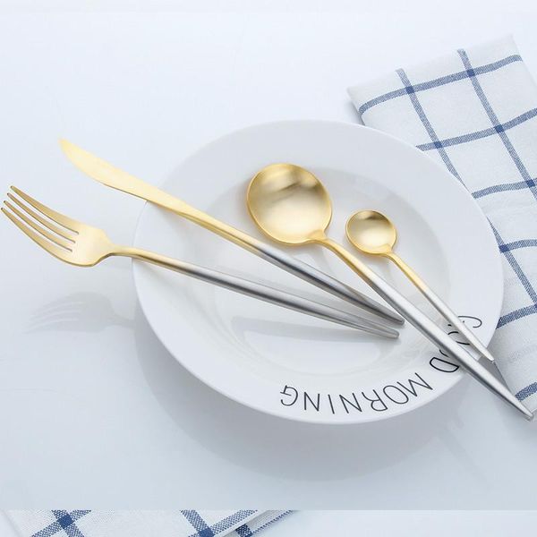 

gold cutlery set forks knives spoons 18 10 stainless steel dinner dinnerware set fork spoon knife chopsticks set dropshipping h jllmjg