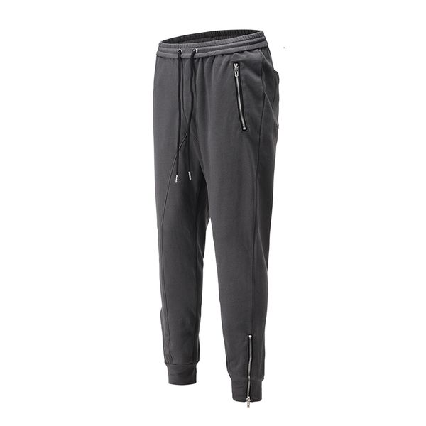 

2021 new ankle zipper jogger sweatpants mens pockets solid baggy casual track pants streetwear drawstring boom feet loose trousers 1pxw, Black
