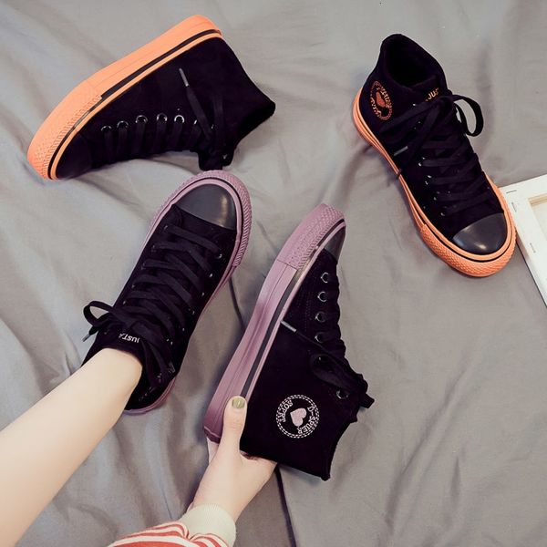 

fashion high-vulcanize shoes female new winter warm fashion sneakers solid retro comfortable flat casual shoes woman y200424, Black