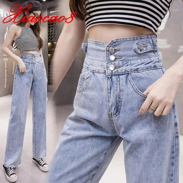 

light blue high waist jeans woman wide leg denim pants summer spring cotton thin jeans women straight trouders clothing1