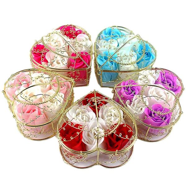 

6 flowers/box valentines day gift for girlfriend rose flower soap wedding gifts bridesmaids gift (5boxes