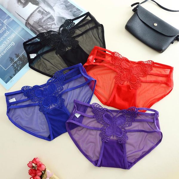

women's panties underwear large size butterfly female fashion hollow temptation thin belt mesh ultra-thin panti, Black;pink