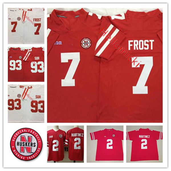 

mens ncaa nebraska huskers scott frost football jersey stitched red white #93 ndamukong suh #2 adrian martinez nebraska cornhuskers jersey, Black