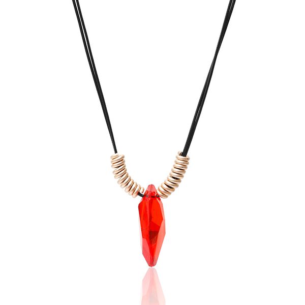 

temperament fashion red color pendant necklace diamond shaped stone irregular jewelry necklace for women personality necklace, Silver