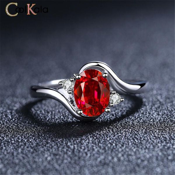 

wedding rings coolkala simple fashion red color open female ring, Slivery;golden