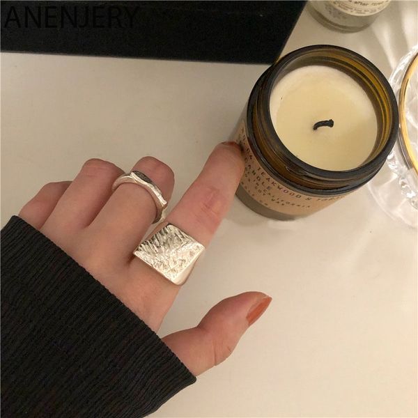 

handmade irregular width surface open finger ring for women men concave convex geometric jewelry gifts s-r806, Silver
