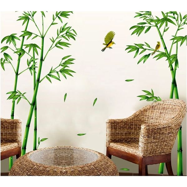 Rimovibile Green Bamboo Forest Depths Wall Sticker Creativo stile cinese Albero fai da te Home Decor Decalcomanie per la decorazione del soggiorno 201106