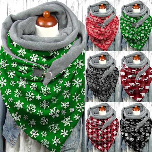 

scarves gradient women scarf fashion printed winter christmas print button soft wrap casual warm shawls chimney face#30, Blue;gray