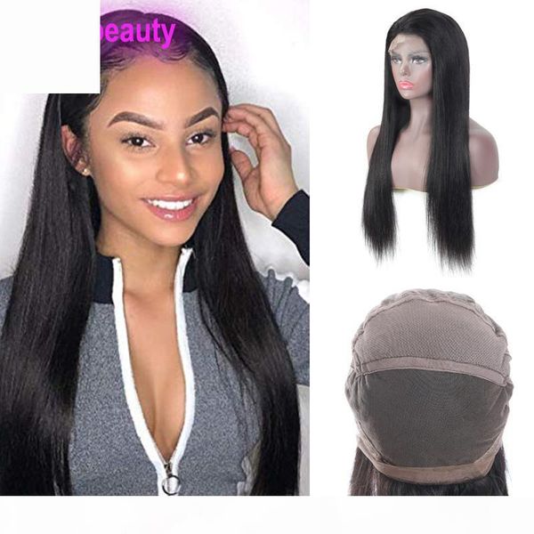 

peruvian human hair straight full lace wigs 180% density thick lace wig 100% human hair products adjustable band 10-26inch, Black;brown