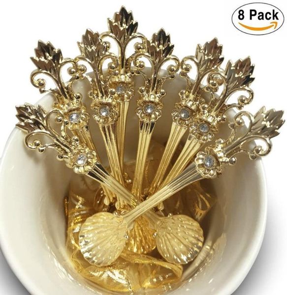 

spoons 8pcs coffee gold silver vintage carved scoop for seasoning dessert drink milkshake spoon tableware teaspoon