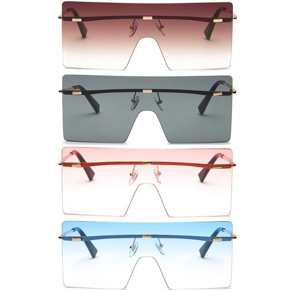 

fashion vintage square sunglasses women men 2020 new flat sun glasses one piece big shades rimless eyewear gafas de sol#38, White;black