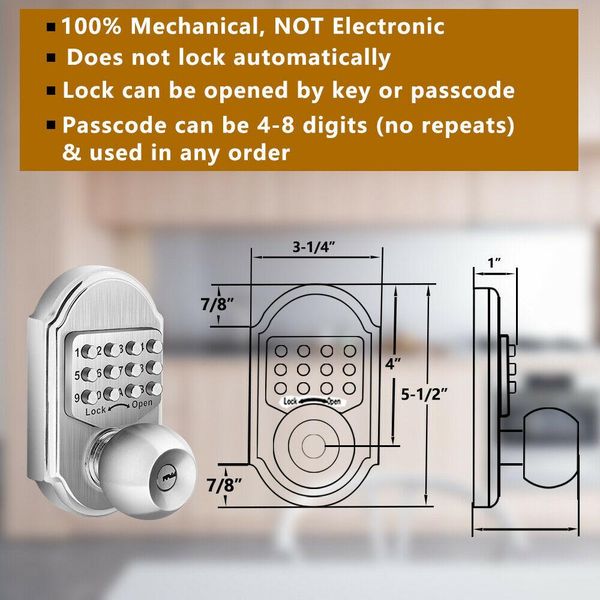

keyless mechanical digital code keypad password entry door lock knob deadbolt