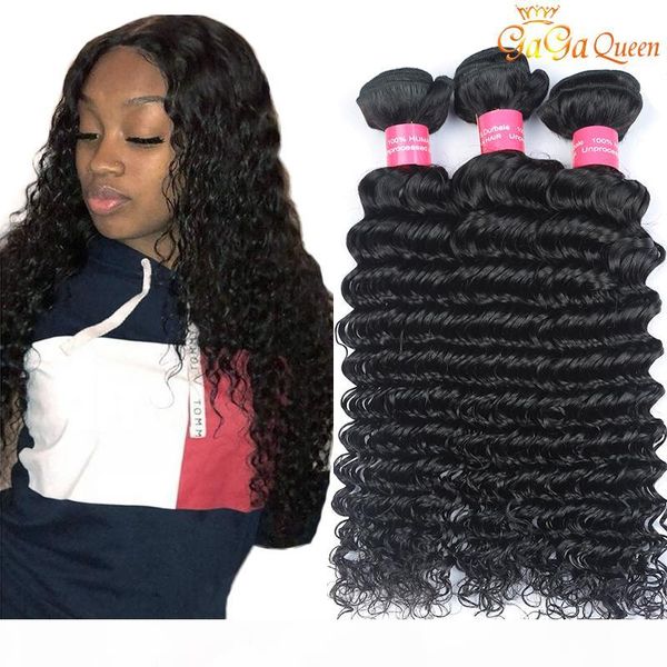 

unprocessed brazilian human hair extensions deep wave 4 bundles virgin hair deep wave 100% brazilian deep wave virgin hair, Black