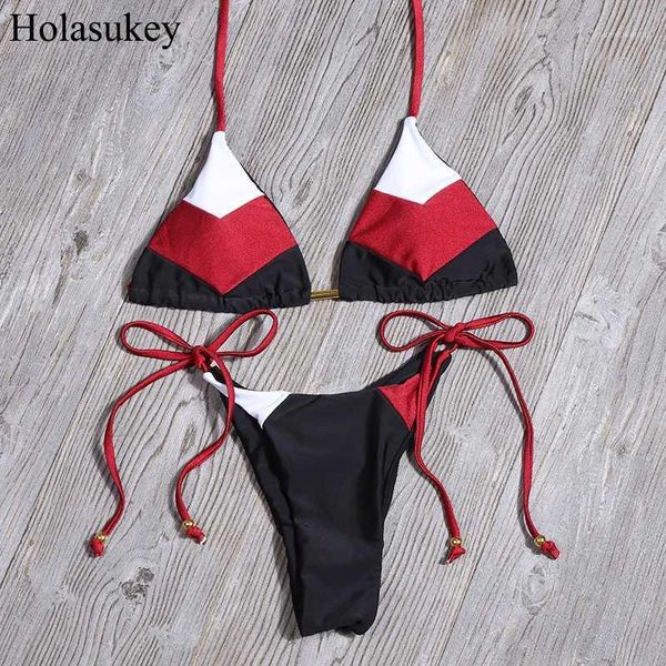 

bikinis set solid bikini women striped patchwork bathing suit print swimwear bandage swimsuit biquini feminino 20211