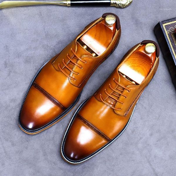 

dress shoes 69508 genuine leather business brogue vintage gentleman cowhide lining british wedding banquet men's shoes1, Black