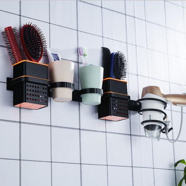 

bath accessory set black toothbrush toothpaste holder with hair dryer cup comb storage for bathroom accessories1