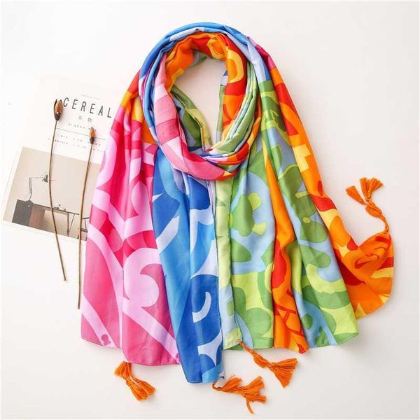 

national style women scarf with tassels colorful antumn shawls and wraps large hijab scarf travel shawl soft foulards1, Blue;gray