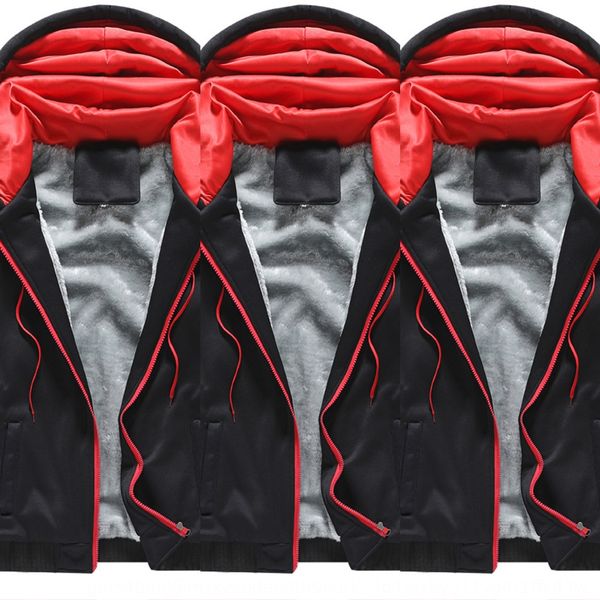 

2020 new product straight winter plush hooded men's youth men's jacket sweater jacket sweater lvq9l, Black