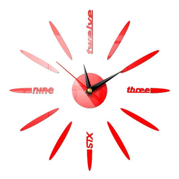 

self adhesive bedroom wall clock battery operated pointer bar home decor office acrylic modern mirror surface mute 3d diy