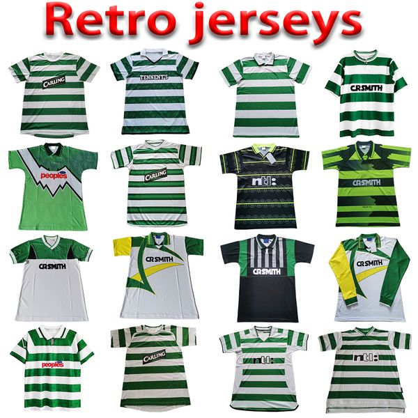 

01 10 85 86 87 94 celtic retro soccer jerseys 95 96 97 99 91 football shirts larsson classic vintage sutton 07 top, Black;yellow