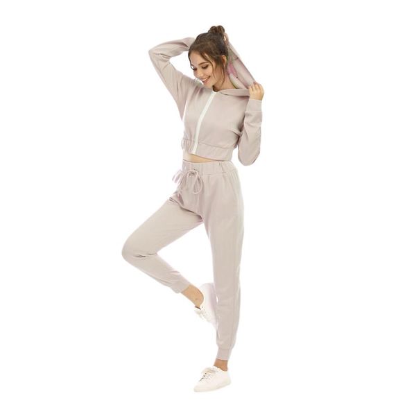 

running sets autumn women sports wear casual solid color two piece set coat and pants tracksuit sweatsuit outfits track suit, Black;blue