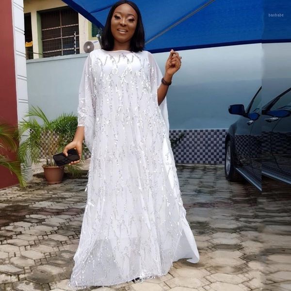 

african dresses for women chiffon big sleeve sequins robe dress maxi long floral long inner africa clothing1, Red