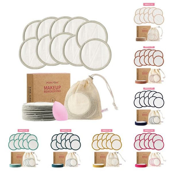 

10 pcs 8*8cm reusable makeup remover pads facial cleansing cottons with laundry bag makeup remover cotton rounds
