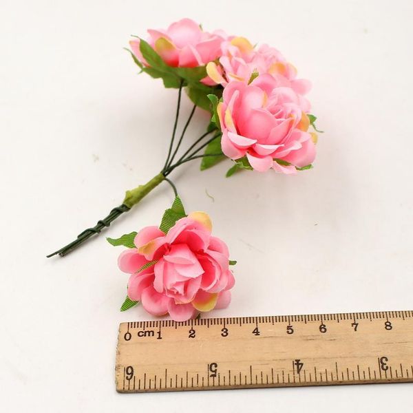 

6pcs/lot gradient rose artificial flower diy craft wreath gift accessories for wedding home decoration handmade silk fak bbyktt