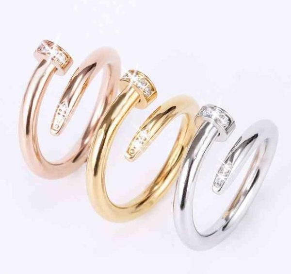

titanium steel single nail rings hip hop couple ring size5-10 birthday party valentine's gift wedding jewelry, Silver